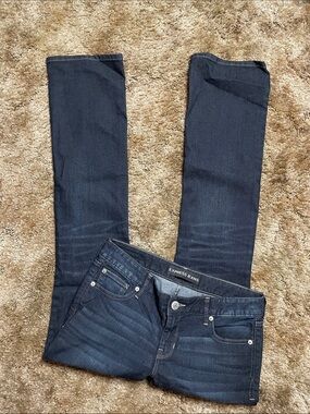 Express Dark Wash Barley Boot Zelda Ultra Low Rise Jean Size 2 Regular